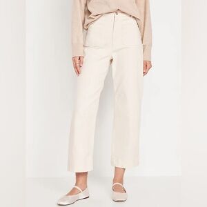 High-Waisted Crop Chino Wide-Leg Pants